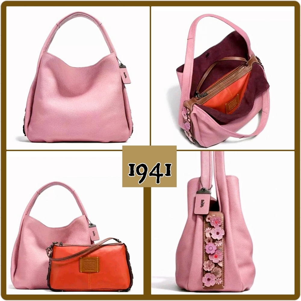 Coach 1941 Bandit 39 Rare dusty rose Tea Rose Rivets Hobo With Oxblood suede 🌸